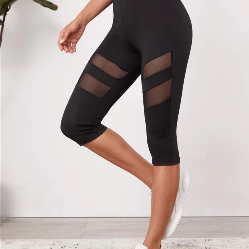 Contrast Mesh High Waist Leggings - Picture 5 of 6
